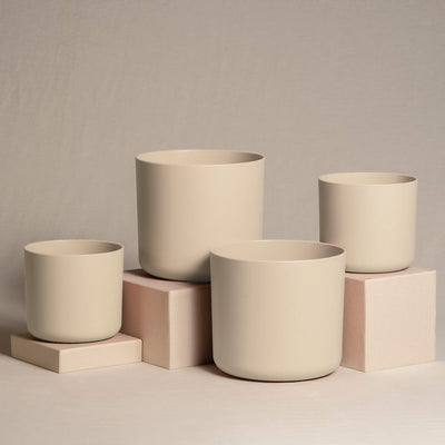 Kunststoff Topfset 'Lumi' (2× 18, 2× 14) in der Farbe Taupe