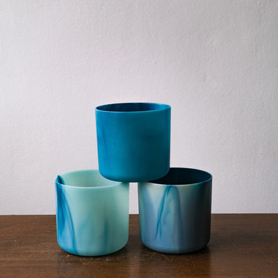 3er-Set Ocean-Töpfe in Atlantik-Hellblau, 16cm Durchmesser.