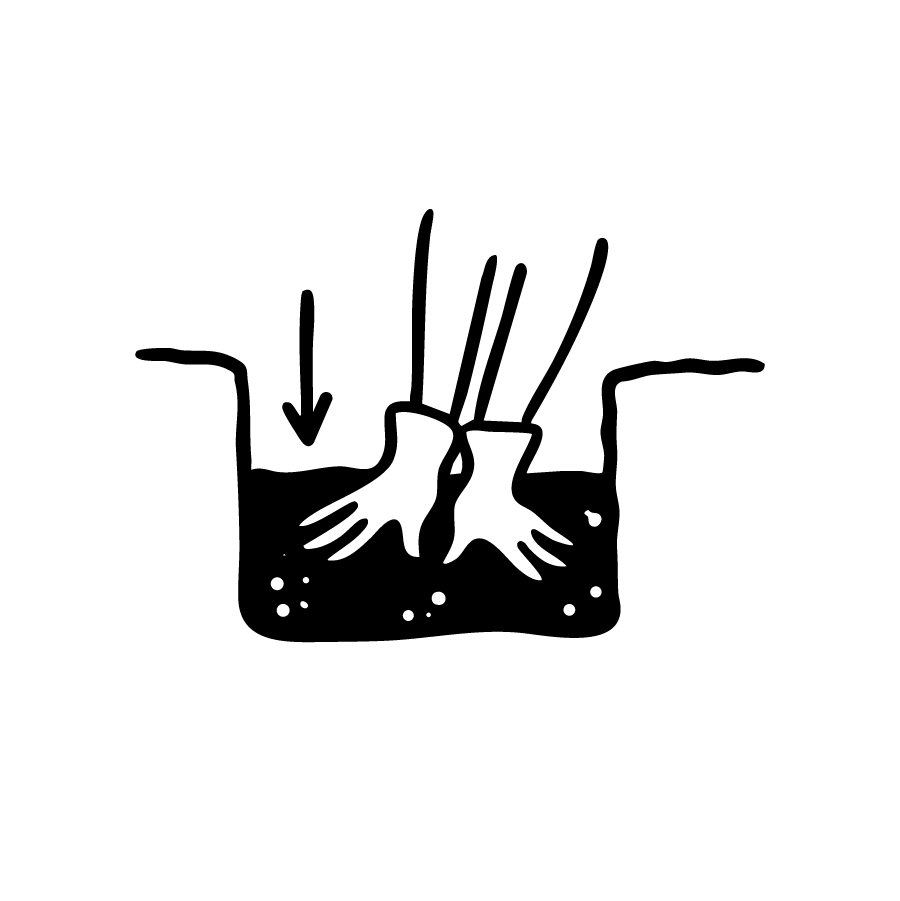 Illustration: drücke die untere Erde leicht an. 