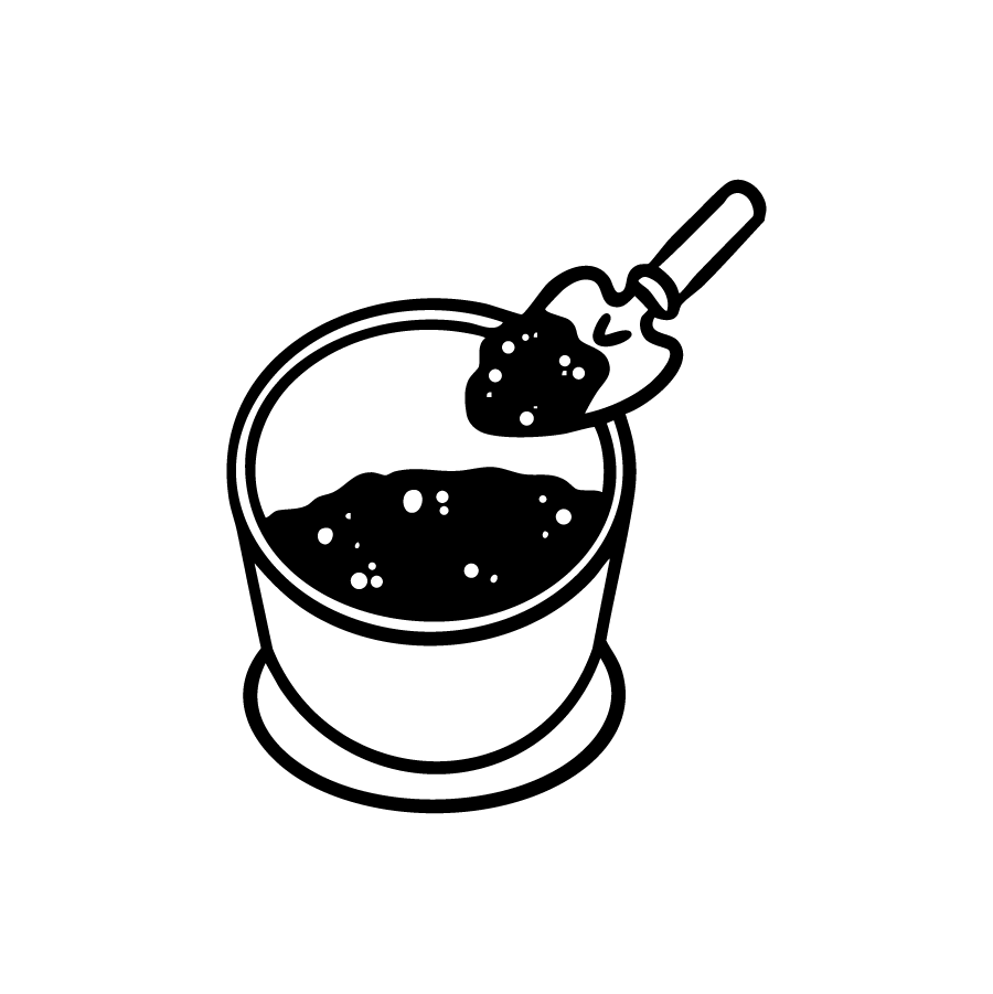 Illustration: Kübel oder Topf mit Erde füllen.