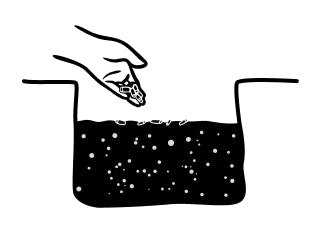 Erde düngen Illustration: Dünger wird in die Erde eingearbeitet.