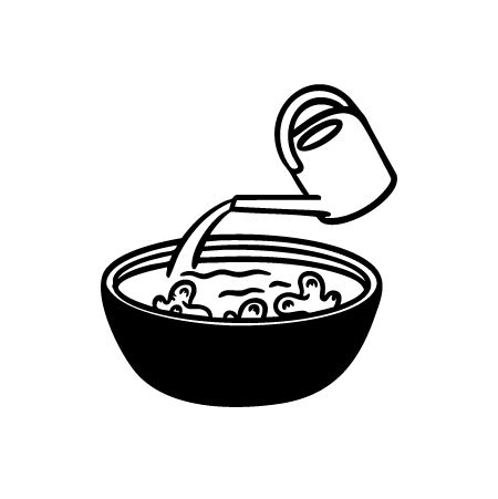 Illustration: Rhizome werden in einem lauwarmen Wasserbad eingeweicht.